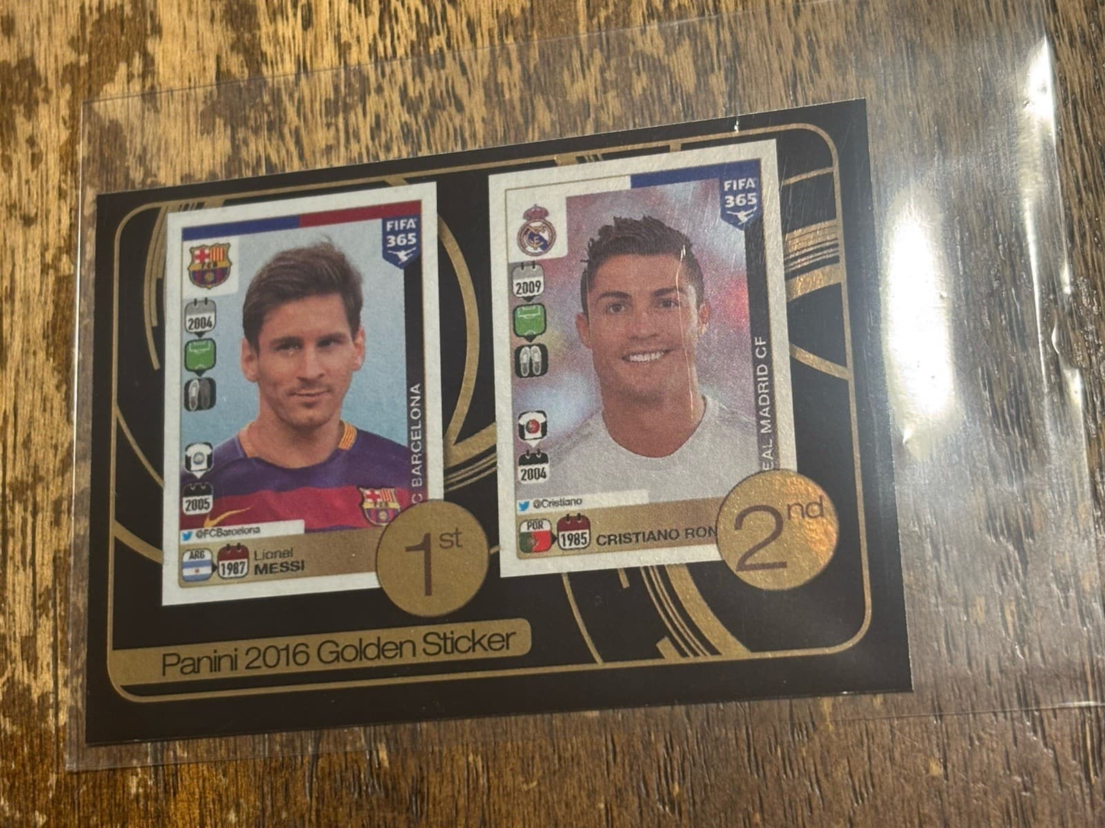 Lionel Messi Cristiano Ronaldo Sticker Pink Back